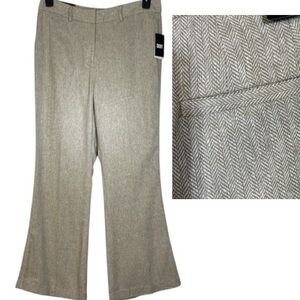 DKNY Pants Slim Tan Herringbone Linen Blend‎ Slim Boot Cut in Size 14  NWT